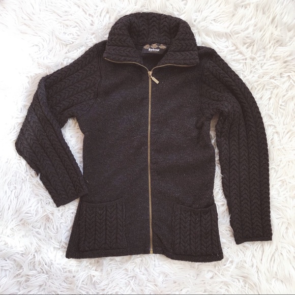 Barbour Sweaters - • Barbour • Soft Cable Full Zip Sweater Charcoal